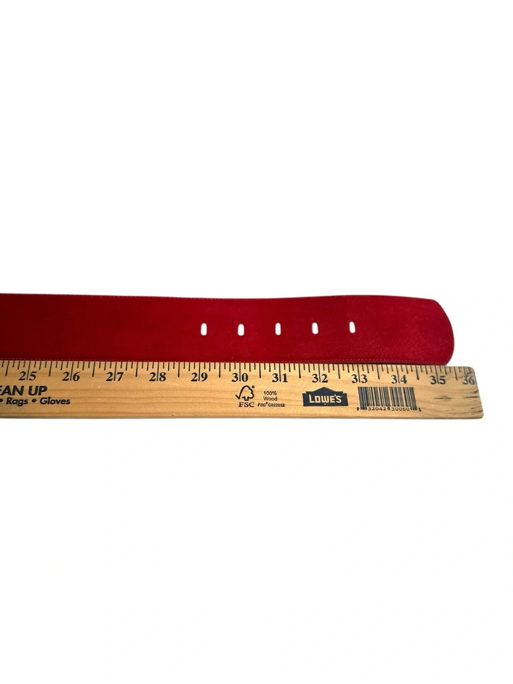 Vintage Red Suede Wide Belt with Gold Buckle